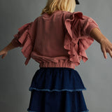 Soft Fleece Ruffles Sweatshirt || Rose