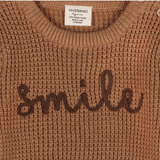 Smile Embroidered Chunky Knit Baby Jumpsuit || Organic Cotton
