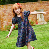 Girls Elizabeth Dress || Navy Carnation