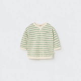 Organic Striped Baby Sweatshirt || Grass Green