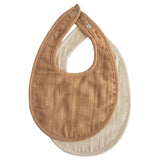 Organic Muslin Bib Set || Tan & Fog