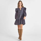 Womens Kalani Double Ruffle Dress || Navy Carnation