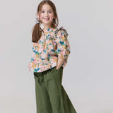 Girls Kalani Button Up Top || Watercolor Floral