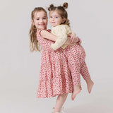 Girls Peachy Dress || Pink Tiny Roses