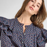 Womens Kalani Double Ruffle Dress || Navy Carnation