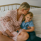 Women's Organic Robe || Pink Tiny Flower