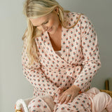 Women's Organic Robe || Pink Tiny Flower