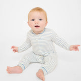 Ziggy Zip Romper || Dusty Blue Mini Stripe