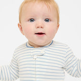 Ziggy Zip Romper || Dusty Blue Mini Stripe