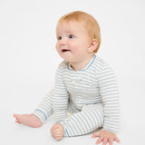Ziggy Zip Romper || Dusty Blue Mini Stripe