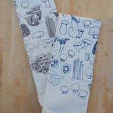 Handprinted Cotton Tea Towel || Mushroom