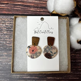 The Jane || Boho Floral Printed Dangle Clay Earrings, Silver