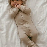 Organic 2-Way Zipper Footie || Oatmeal