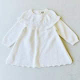 Milan Pointelle Ruffle Organic Dress || Pure White