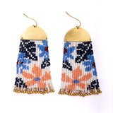 Beaded Handwoven Tropical Fringe Earrings || Wine/Magenta