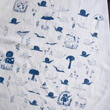 Handprinted Cotton Kitchen Towel || Snails