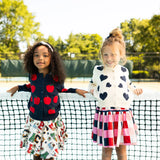 Girls Constance Sweater || Navy Tossed Hearts