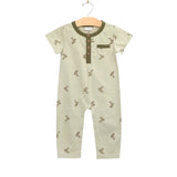Henley Long Romper || Frogs