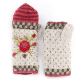 Aubrey Floral Wool Flip Mittens || Light & Natural