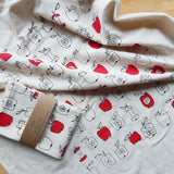 Handprinted Cotton Kitchen Towel || Apple