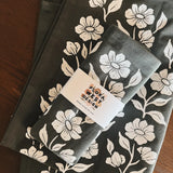 Organic Cotton Tea Towel || Floral on Olive
