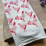 Handprinted Cotton Tea Towel || Rooster