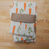 Handprinted Cotton Tea Towel || Carrot