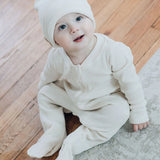 Organic Footie Waffle Jumpsuit || Natural