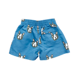 Baby Boys Swim Trunk || Blue Boston Terrier