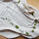 Handprinted Biscuit Cotton Kitchen Towel || Moss