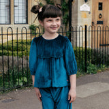 Girls Velour Rowan Top || Midnight Blue