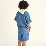 Striped Denim Bermuda Shorts