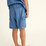 Striped Denim Bermuda Shorts