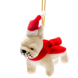 Knitted Ornament || French Bulldog with Hat & Scarf