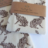 Handprinted Cotton Tea Towel || Rabbit
