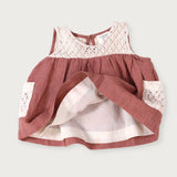 Mirabelle Crochet Baby Dress Set || Terracotta Linen