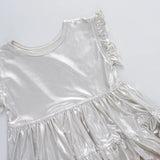 Girls Polly Dress || Champagne Lame