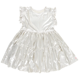 Girls Polly Dress || Champagne Lame