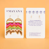 Beaded Handwoven Vine Fringe Earrings || White/Blue