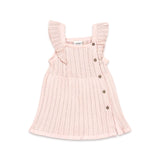 Ruffle Sleeve Rib Knit Pointelle Baby Dress