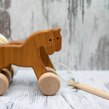 Bajo Double Horses Pull Toy || Natural