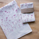 Handprinted Cotton Kitchen Towel || Flower Meadow