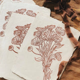 Handmade Block Print Paper || Calendula Blush