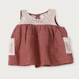 Mirabelle Crochet Baby Dress Set || Terracotta Linen