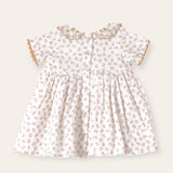 Emilia Baby Dress Set, Embroidered Collar || Mustard Floral
