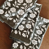 Organic Cotton Tea Towel || Floral on Olive