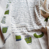 Handprinted Biscuit Cotton Kitchen Towel || Moss