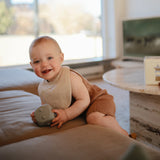 Organic Muslin Bib Set || Green Paisley & Fog