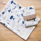 Handprinted Cotton Kitchen Towel || Snails