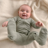 Organic 2 Way Zipper Footie || Seafoam